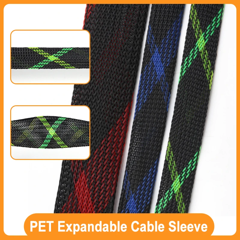 

1m ~ 50m PET Expandable Braided Cable Sleeve Insulation Wire Protecting Nylon Wire Wrap Sheathing 2 4 6 8 10 12 16 20 25 30mm