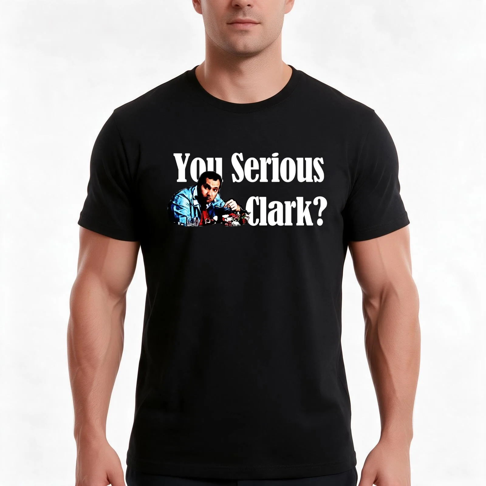 you Serious clark? T-Shirt, Summer Casual Cotton Tee, Oversized Streetwear Tops, Vintage Graphic Print, Loose Fit Short Sleeve