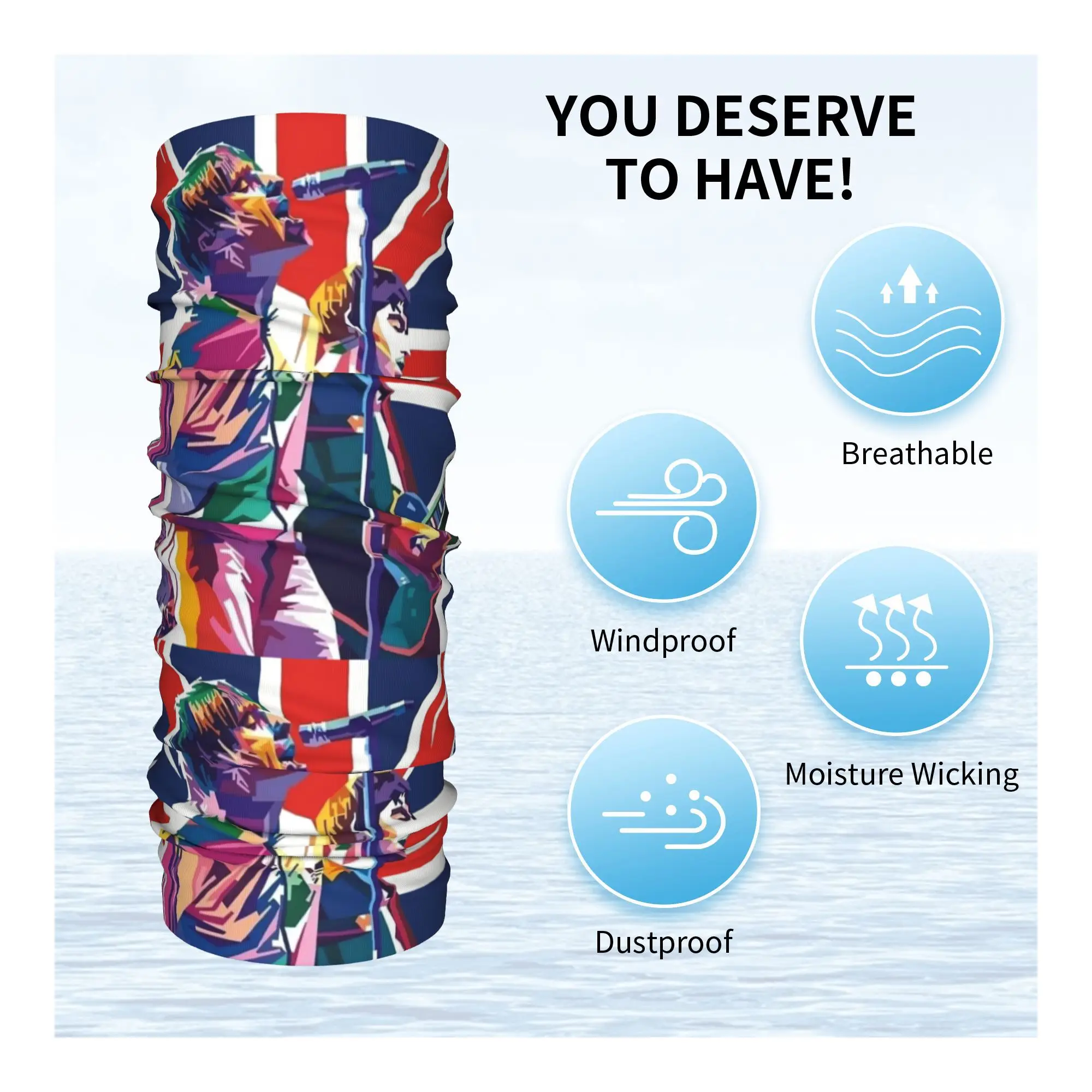 مخصص O-Oasises البريطانية الثقيلة الرقبة الجراب النساء الرجال الأشعة فوق البنفسجية حماية الشتاء باندانا وشاح لركوب الدراجات