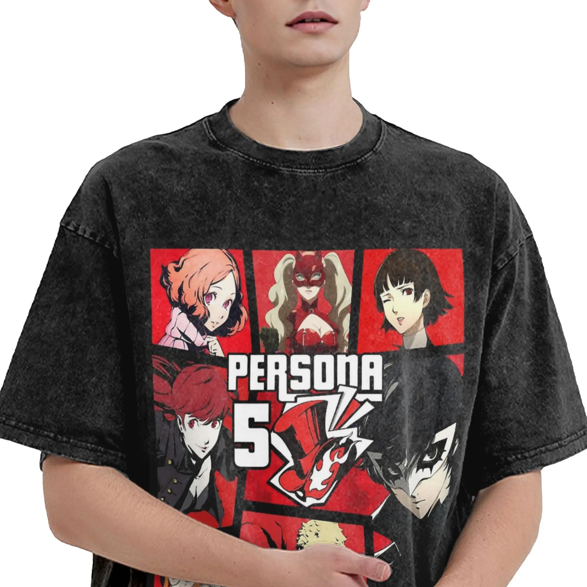 팬텀 X 맨 티셔츠 워시드 힙스터 티셔츠 반팔 O넥 티셔츠 순면 선물 아이디어 의류