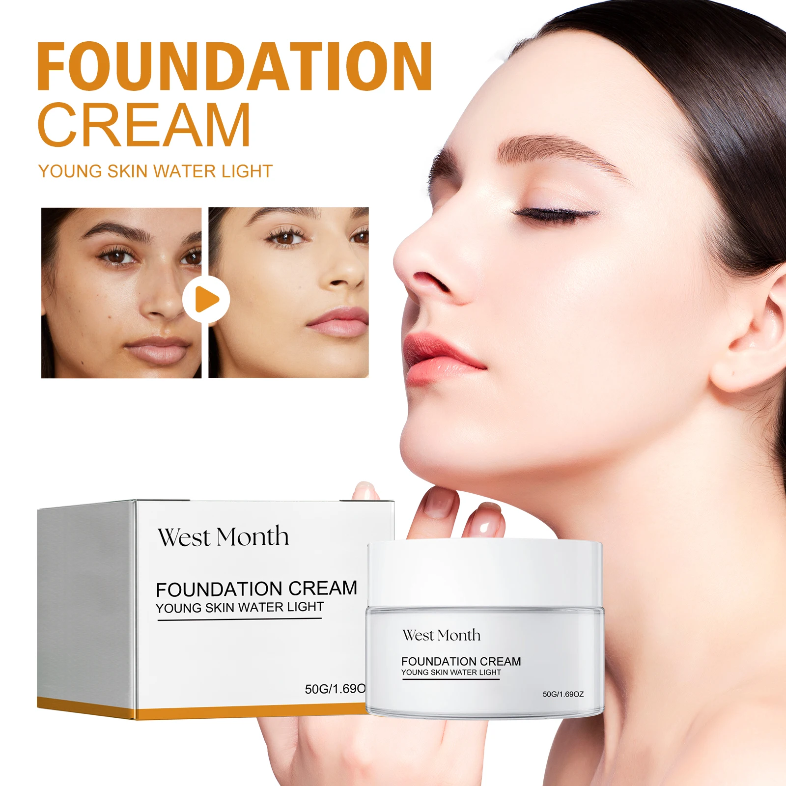 Moisturizing Concealer Cream Lighten Skin Tone Cover Blemishes Fade Dark Spots Waterproof Whitening BB Cream Makeup Base Primer