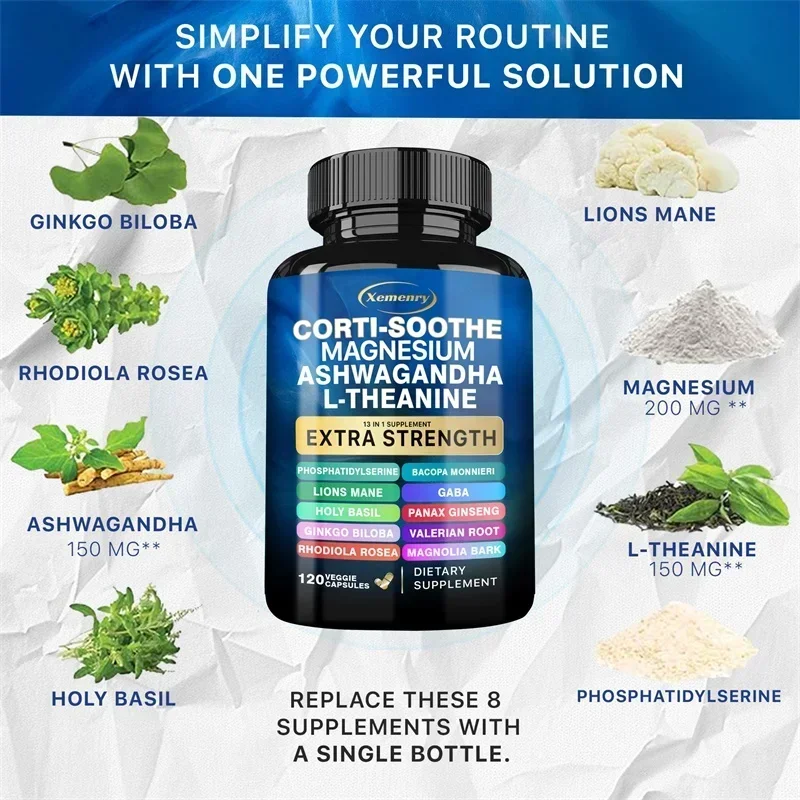 Corti-Soothe Cortisol with Magnesium, Ashwagandha, L-Theanine - Replenishing Cortisol and Adrenal Function, Sleep Support