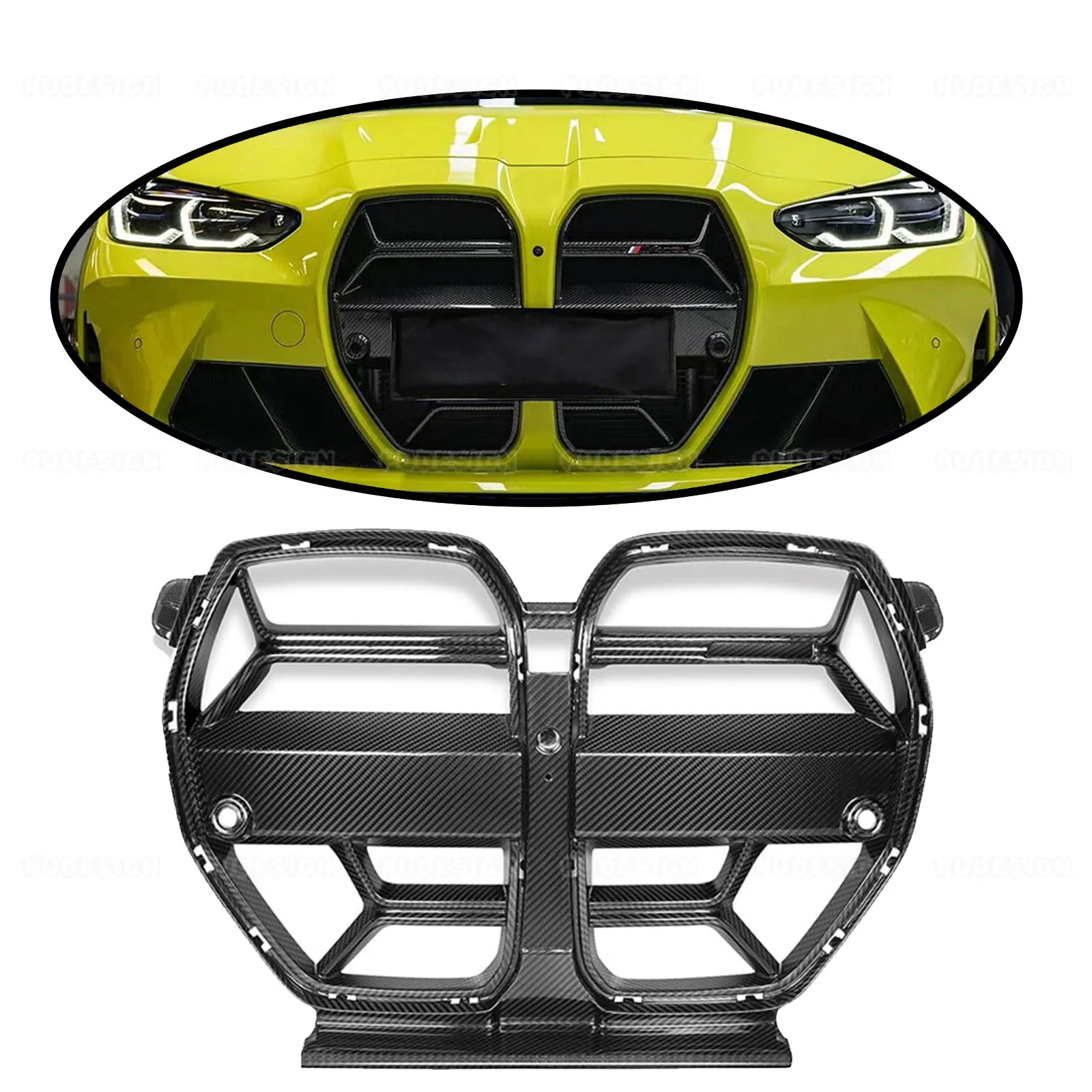 

Dry Carbon Fiber CSL Style Front Grilles Kidney Grill Front Bumper Center Mesh For BMW M3 M4 G80 G82 G83 Body Kit