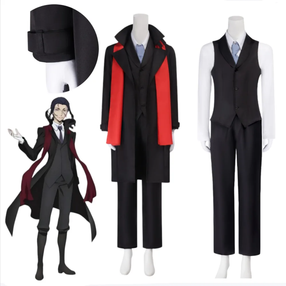 

Bungo Stray Dogs Ougai Mori Cosplay Costume with Gloves Scarf Wig Accessories Unisex Halloween Comic Con Performance Outfit