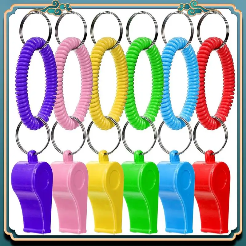 30 Pcs Sport Whistle Set With Bracelet, Plastic Whistles With Stretchable Coil Wrist Keychain For Coaches, Referees Highly Recom view 2