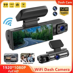 WiFi Dash Cam 3.16 pollici HD Night Vision 1080P Dual Lens anteriore all'interno videoregistratore G-Sensor Car DVR