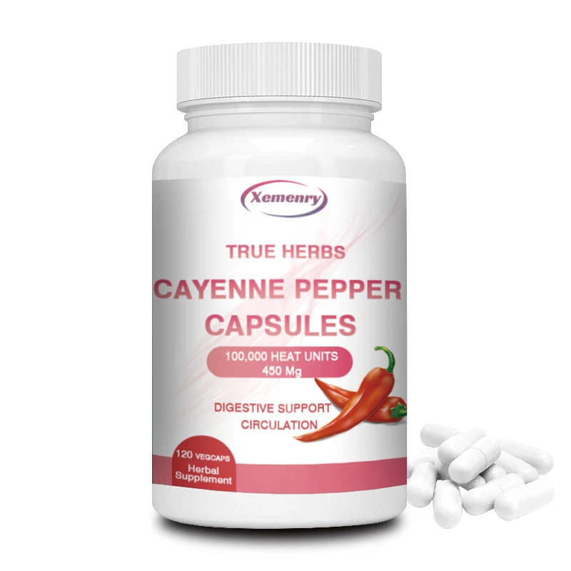 

Cayenne Pepper Capsules 750mg - Supports Cardiovascular Health, Promotes Blood Circulation, and Digestive Health