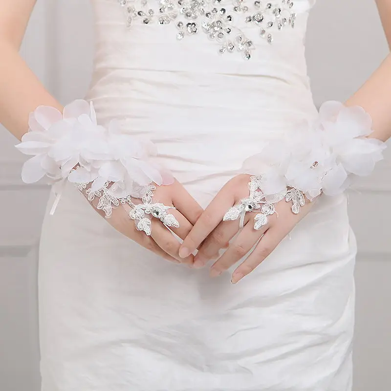 Elegant Bridal Gloves with Sparkling Jewels and Transparent Appliques  Perfect for Your Wedding Day