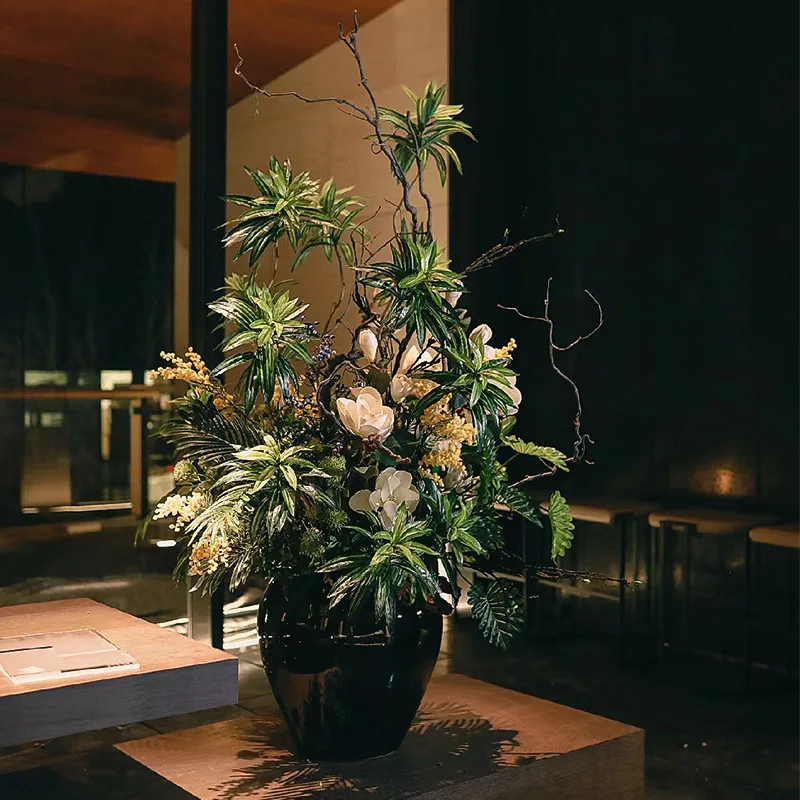 

Simulation green plant large flower arrangement indoor entrance lobby bouquet countertop decoration