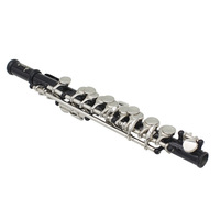 SLADE Black Piccolo Flute C Key Half-size Black Flute Instrument with Case Cleaning Cloth Parts Cupronickel Piccolo Flute