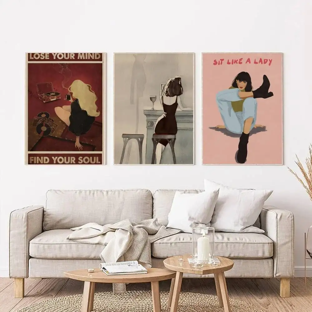 Sit Like A Lady Feminine Canvas Print Posters Self Adhesive Waterproof Ideal For Living Room Bedroom Bar Decoration