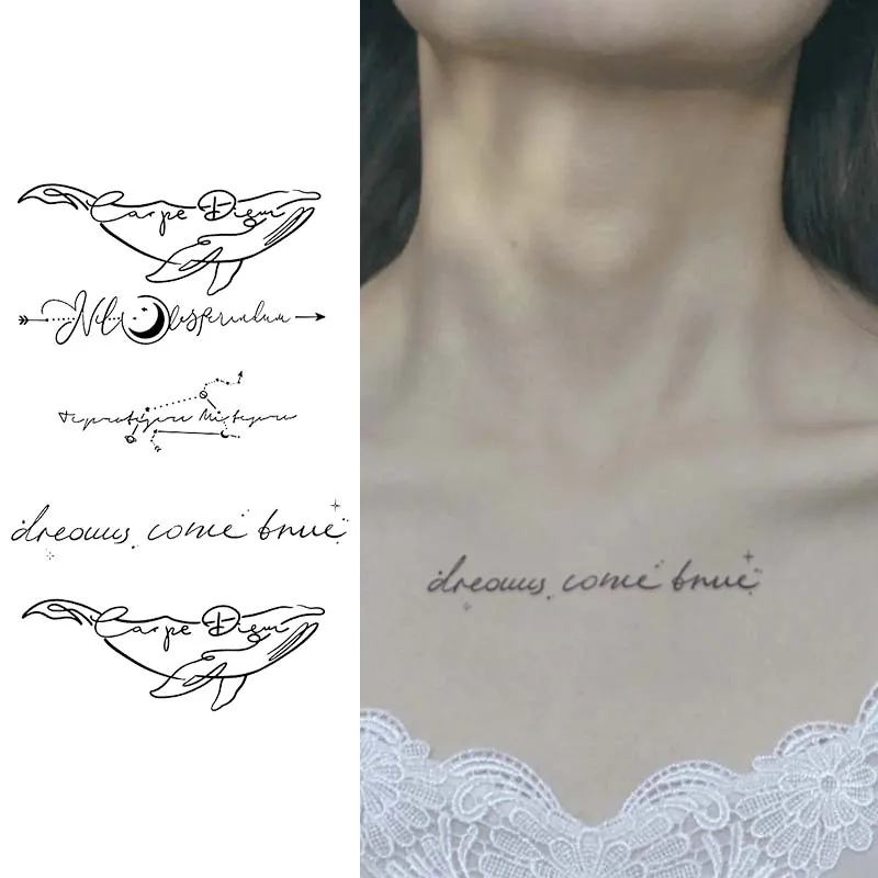 Whale, Lasting 1-2 Weeks Waterproof, Temporary Tattoo Stickers, Realistic Semi-Permanent Fake Tattoos for the Back