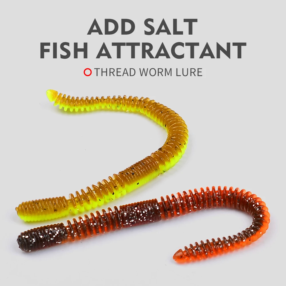 20 Stück weiche Kunststoff-Angelköder, Würmer, Köder für Barschforellen | Nudel Curly Tail Grub Süßwasser-Salzwasser-Köder-Set – Detail 4