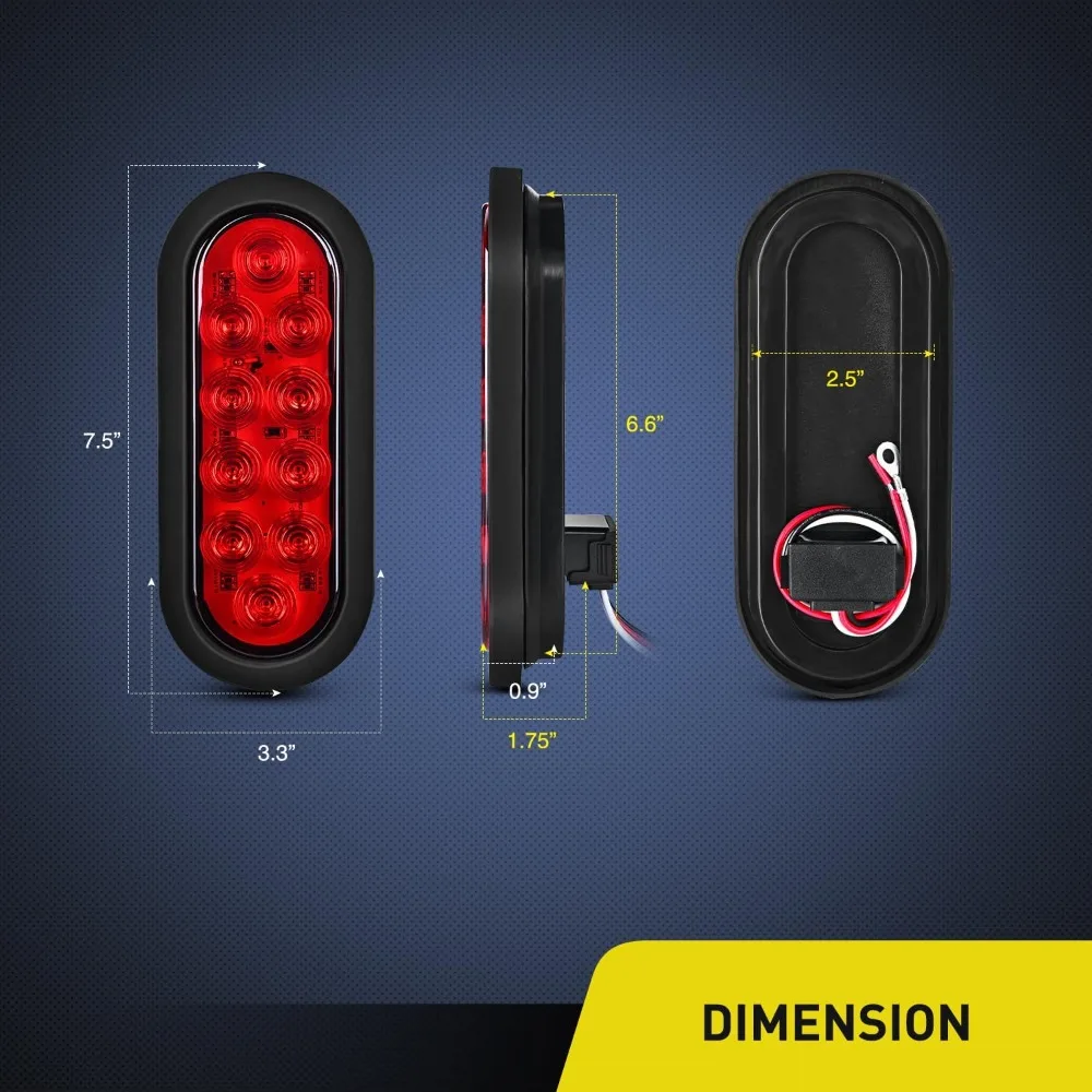 Nilight 6’Oval LED Trailer Tail Light W/Flush Mount Grommets Plugs Stop Turn Brake Lighting Modes Lamp for Camper RV Truck 4PCS