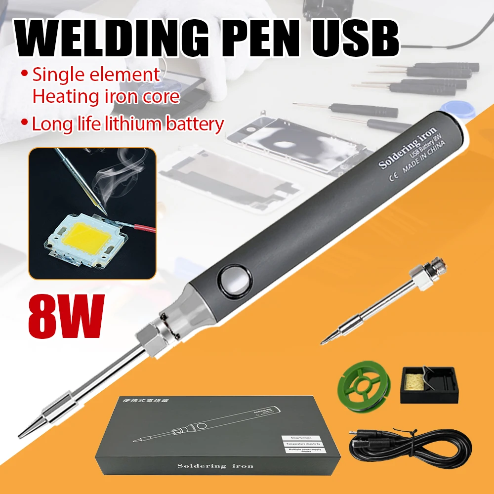 Cordless Electric Soldering Iron Pen 5V USB Charging Thread Cord Burner Welding Pen Temperature Adjustment Welding Equipment