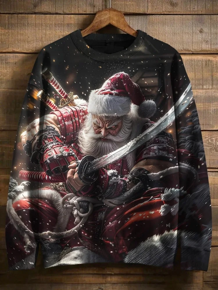 المتضخم مهرجان الرسومات البلوز الشباب شعبية رجل طويل الأكمام بلايز الرجال الهيب هوب عيد الميلاد DJ طباعة عادية البلوز الذكور #2