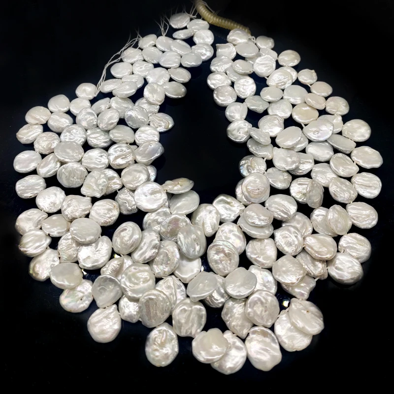 

16 inches 14-20mm Leaf Shaped Natural White Flat Baroque Keshi Pearls Loose Strand