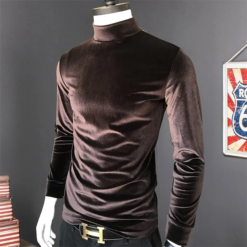 Large Size Men Autumn Tops M-6XL 7XL Oversized Velour T-shirt Streetwear Winter New Fashion Solid Long Sleeve Velvet Tees Tops