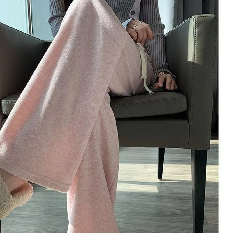 

Женские брюки для молочного коктейля, кашемировые брюки с полотенцем, женские прямые повседневные широкие брюки, свободные прямые брюки, повседневные осенне-зимние