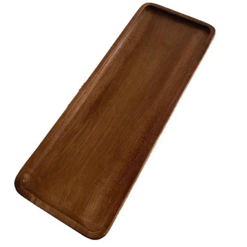 Bandeja Rectangular de madera de 2 tamaños, taza de comida de café s para decoración, plato de madera, platos de postre, dulces, té de bambú, Gongfu