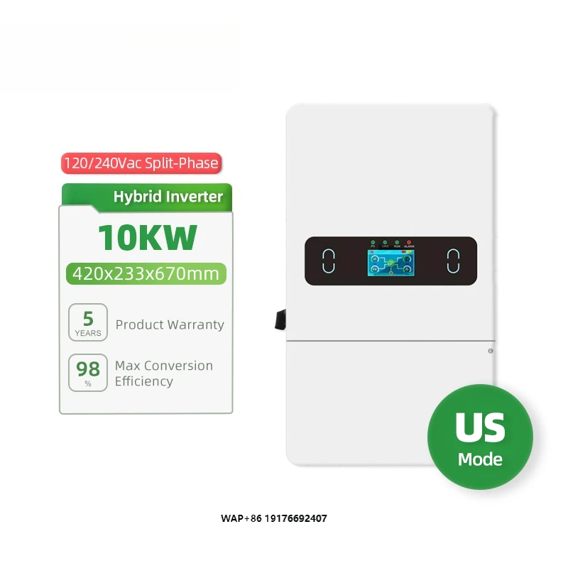 EnergyCreative Hybrid Solar Inverter 10kW/12kW 120/240Vac Certified Split Phase Inverter for US Market