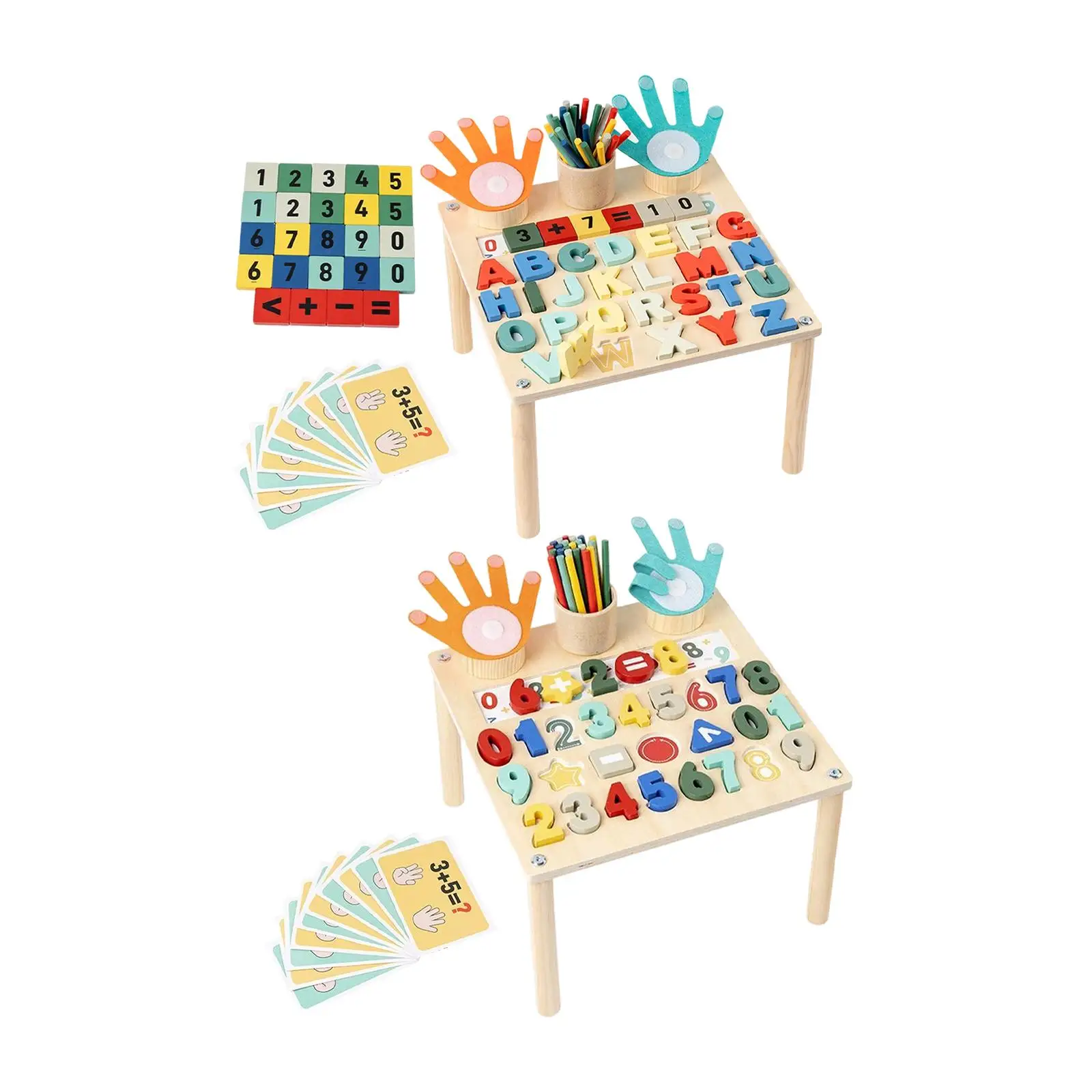 Math Learning Toy Activity Table Preschool Kids Early Educational Toys Counting Sticks Addition and Subtraction Board for Kids