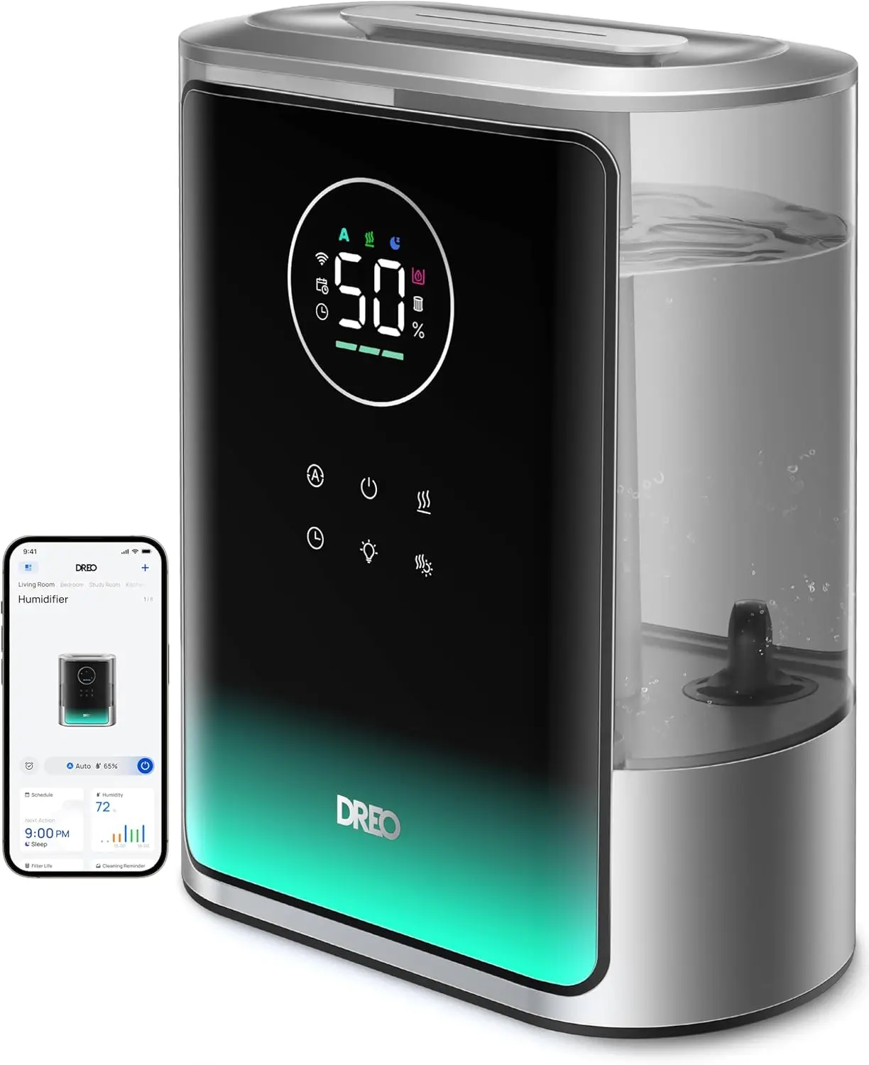 Dreo 8L Smart Humidifiers for Bedroom 600ft², 80H Runtime Warm&Cool Supersized Mist Humidifier for Large Room Indoor, Quiet Whol