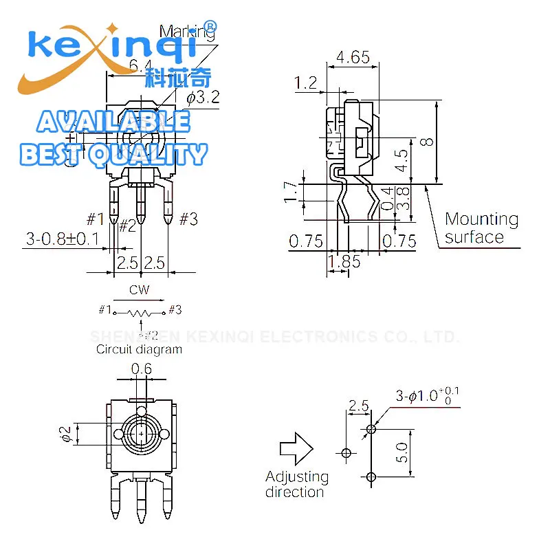 20pcs WH06-2C Adjustable Resistance Potentiometer Horizontal type Vertical EVDN8AA  EVDN2AA B103 1K 10K~50K Variable Resistor