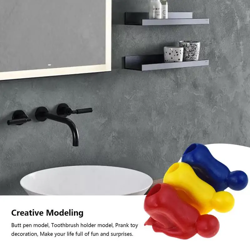 ที่ใส่ pulpen lucu 3ชิ้นที่ใส่ก้นดินสอสีสันสดใสแปลกใหม่โต๊ะสร้างสรรค์ที่วางแปรงสีฟันสำหรับคริสต์มาส