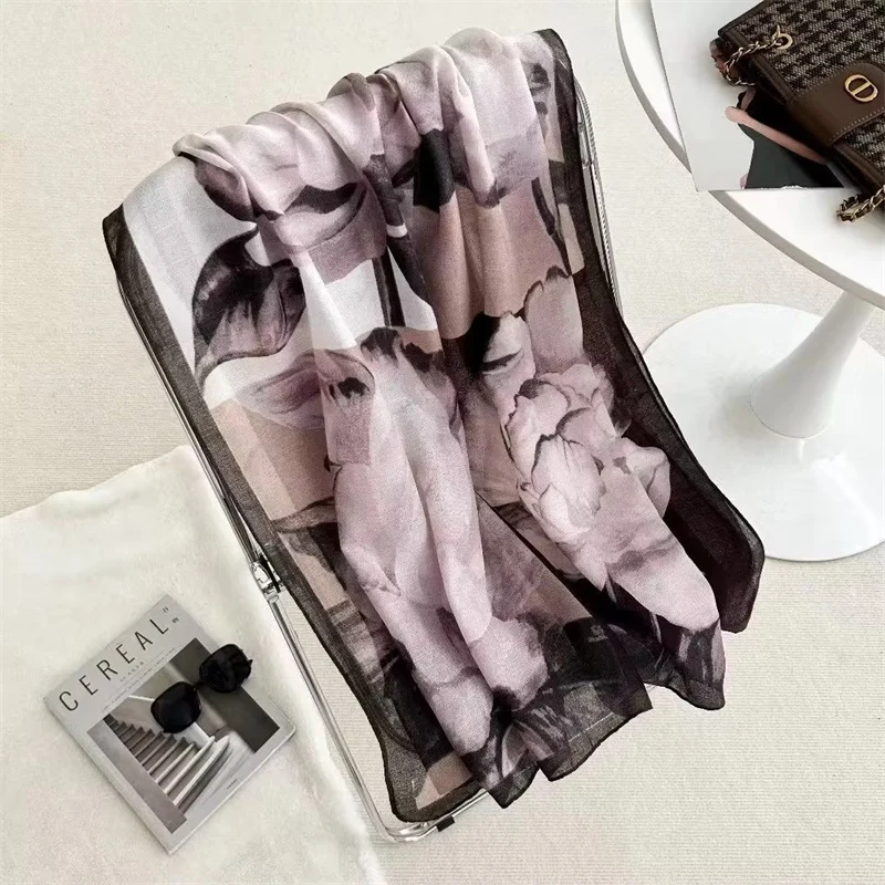 Autumn And Winter Warm Silk Wool Big Scarf For Women's High End Double Sided Double Color Silk Wool Scarf Fashion Shawl