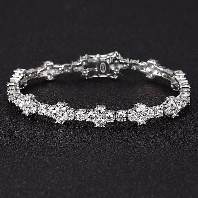 3mm D Color Moissanite Tennis Bracelet 925 Sterling Silver Plated White Gold Bracelet for Women Man Sparkling Party Jewelry