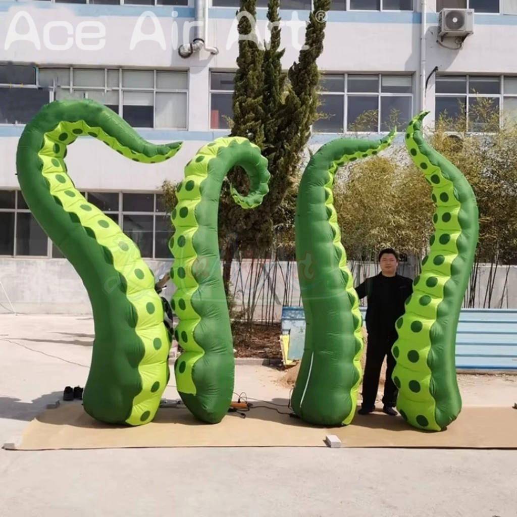 Tentáculos inflables verdes del pulpo de la decoración de la ventana de la construcción con las ventosas para la decoración de Halloween