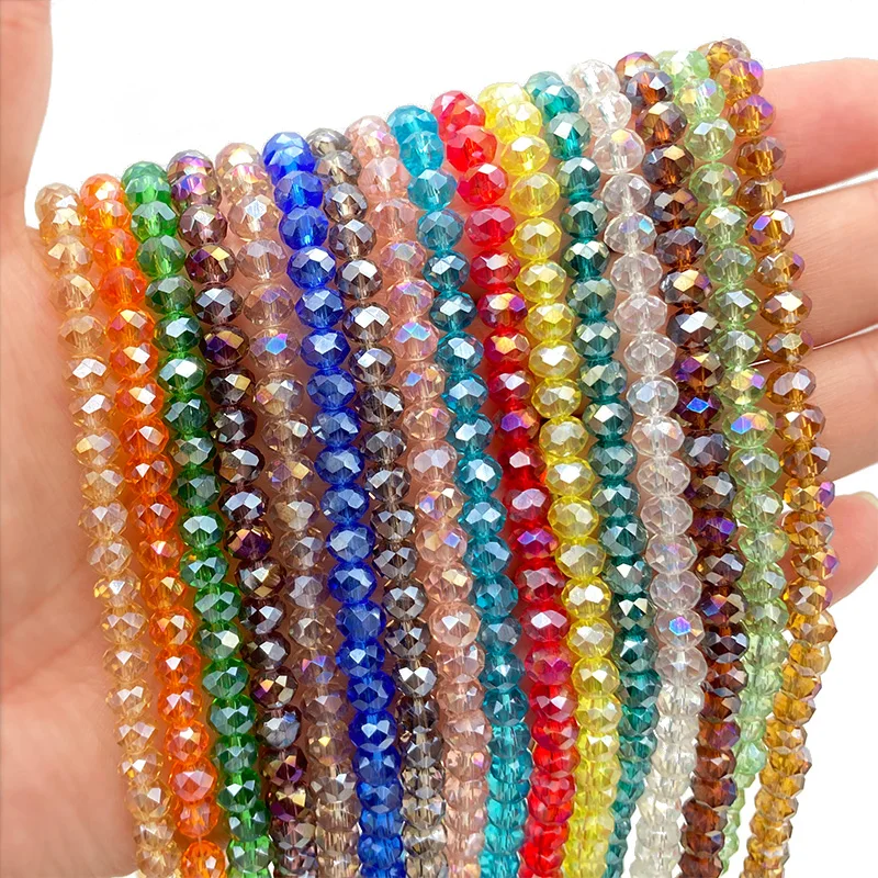 2 3 4 6 8mm Crystal Beads Rondelle Loose Spacer Glass Faceted Beads for Jewelry Making DIY Needlework Bracelet Accessories