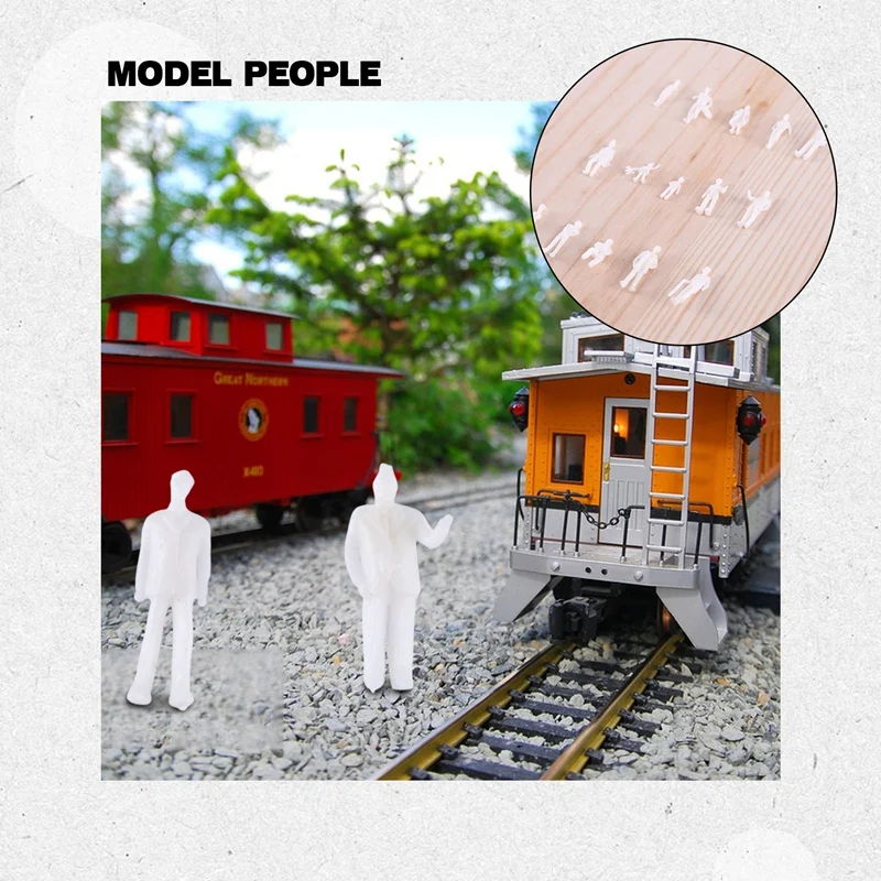 Figuras de trenes sin pintar, modelo de personas blancas, escala 1:100, HO, piezas, 100