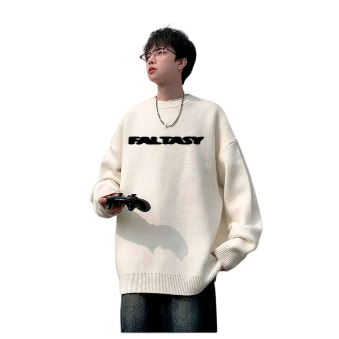 Man Women Sweater 2025 Autumn Spring New Men's Letter Printed Crew Neck Sweater Loose Lazy Style Knitwear Trendy Design