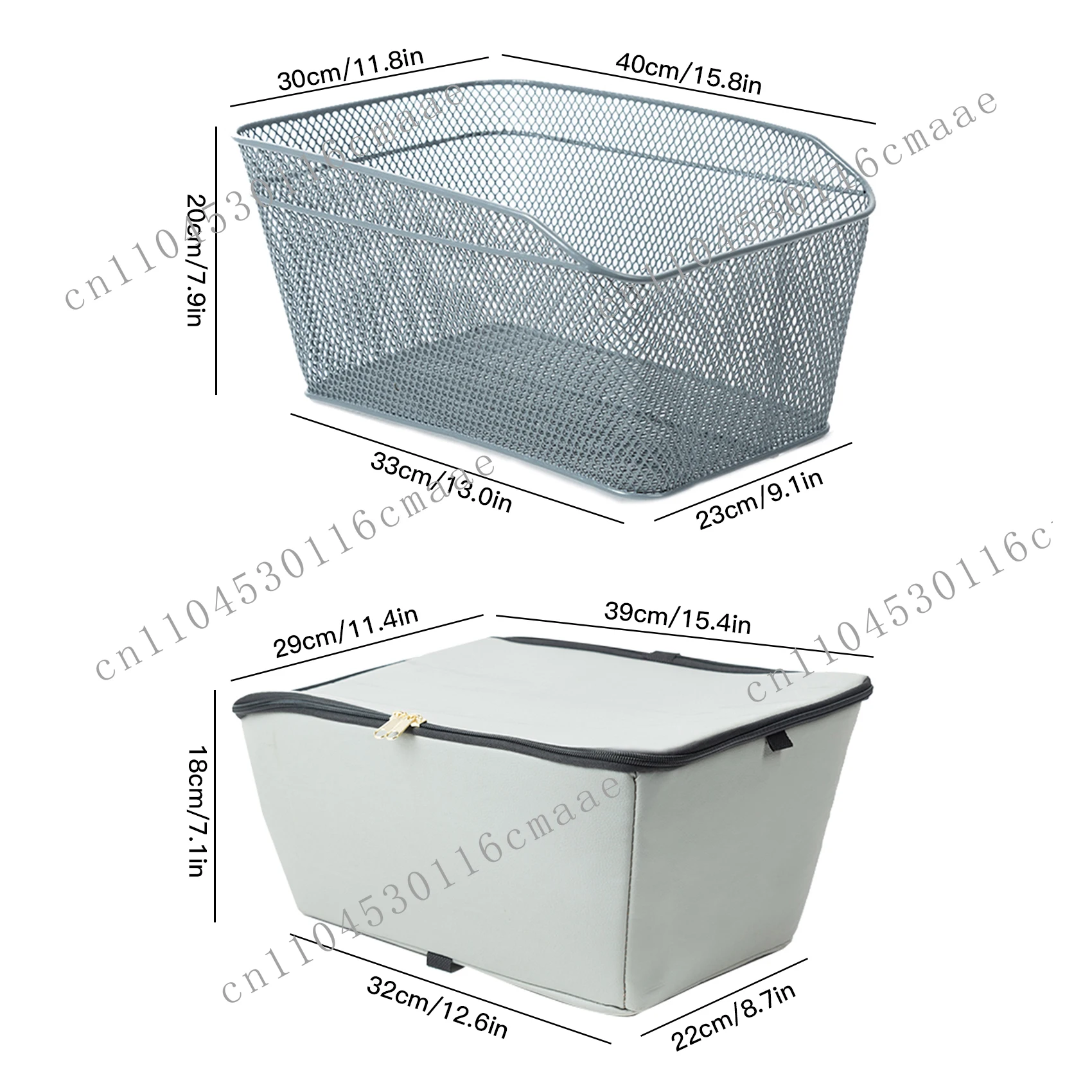 1 2 3 Rear Bike Basket Large Capacity Wire  Basket Waterproof Rainproof Cover Bag