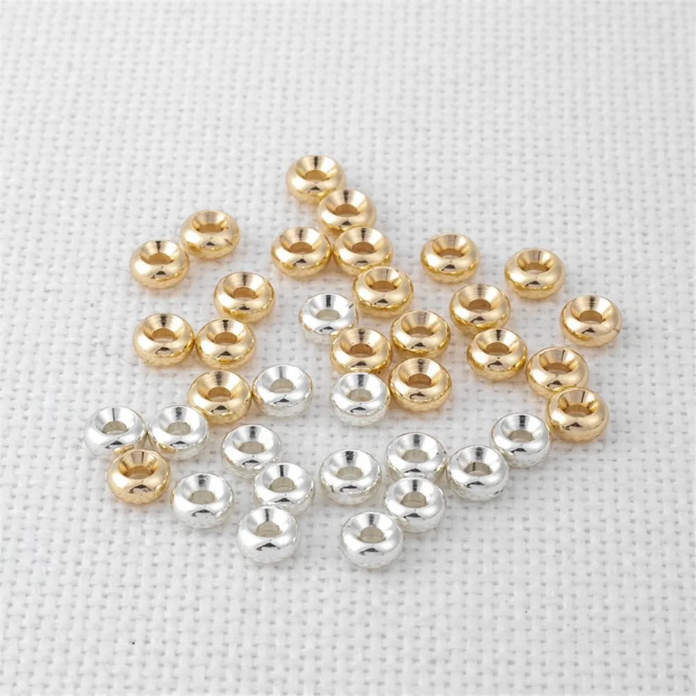 100PCS 2*4mm 5*6mm Silver Color Retaining Silver Beads, Copper-clad Thick Silver, DIY Bracelet, Wheel Beads