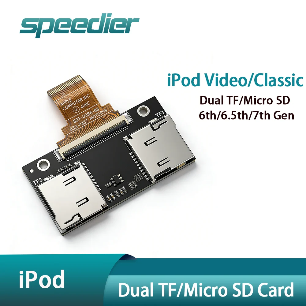 

2 Dual TF / Micro SD Card Adapter 2 Port for IPod Video / IPod Classic Devices 5.5th 5th 6th 7th Gen