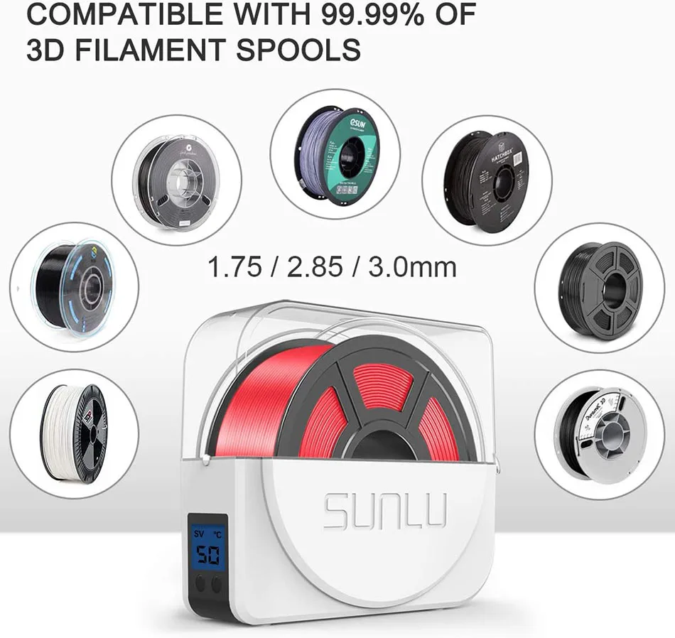 ファン付き空気乾燥機,3Dプリンター用フィラメントドライヤーSUNLU-S1 plus,ドライヤー,1.75mm, 3.00mm, 1kg