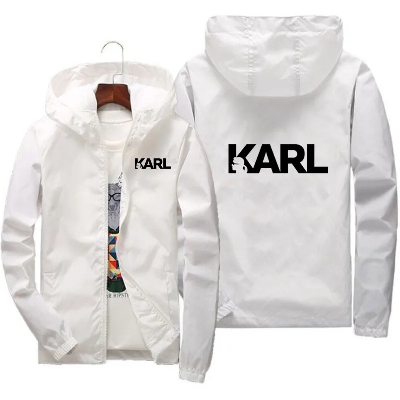 Fashion Casual Brand Karls Jacket Men Clothing Windbreaker Jackets Mens Coats Zipper Hooded Top Bomber Jacket Chaquetas Hombre