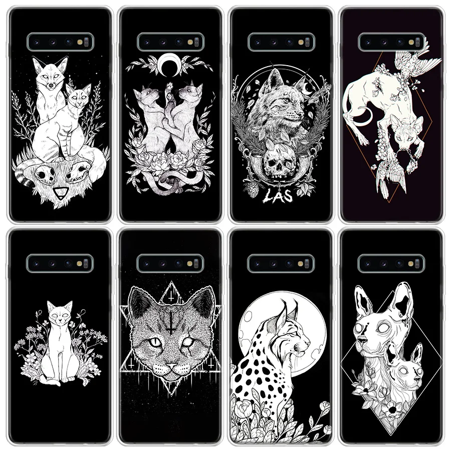 Hot Witch and cat Custom Phone Case For Samsung Note 20 Ultra 10 9 8 A05S A15 A25 A35 A55 M11 M12 M21 M30S M31 M32 M51 M52 A90