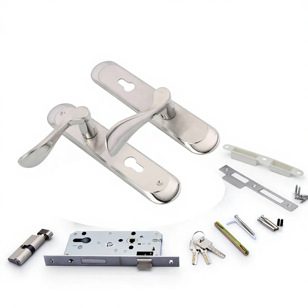 Full Set 300MM Stainless Steel Privacy Door Security Entry Lever Mortise Hotel Door Handle Lock Key Bedroom School Gym