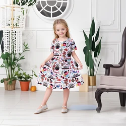 Summer Girls A-line Casual Dress Park Hopper Printed Milksilk Clothing For Toddlers Castaway Cay Clothing1-8Y