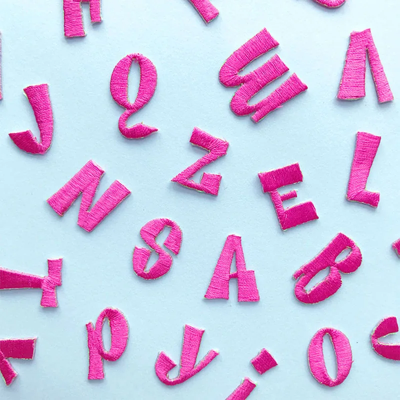 Pink Mini English Letter Word Name Set Embroidery Patch Iron on Clothes Alphabet Iron-on Clothing Sticker Applique