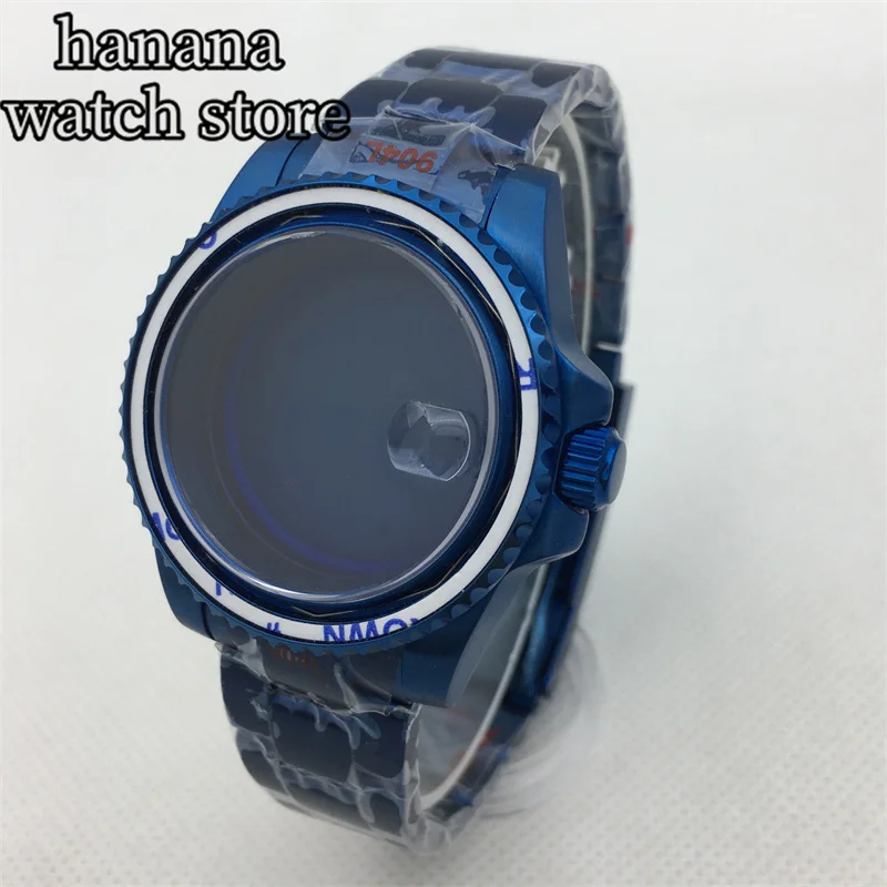 40mm blue coated aseptic case Sapphire glass suitable for NH35 NH36 NH34 Miyota  ETA2824 PT5000 Movement Jubilee Oyster Bracelet