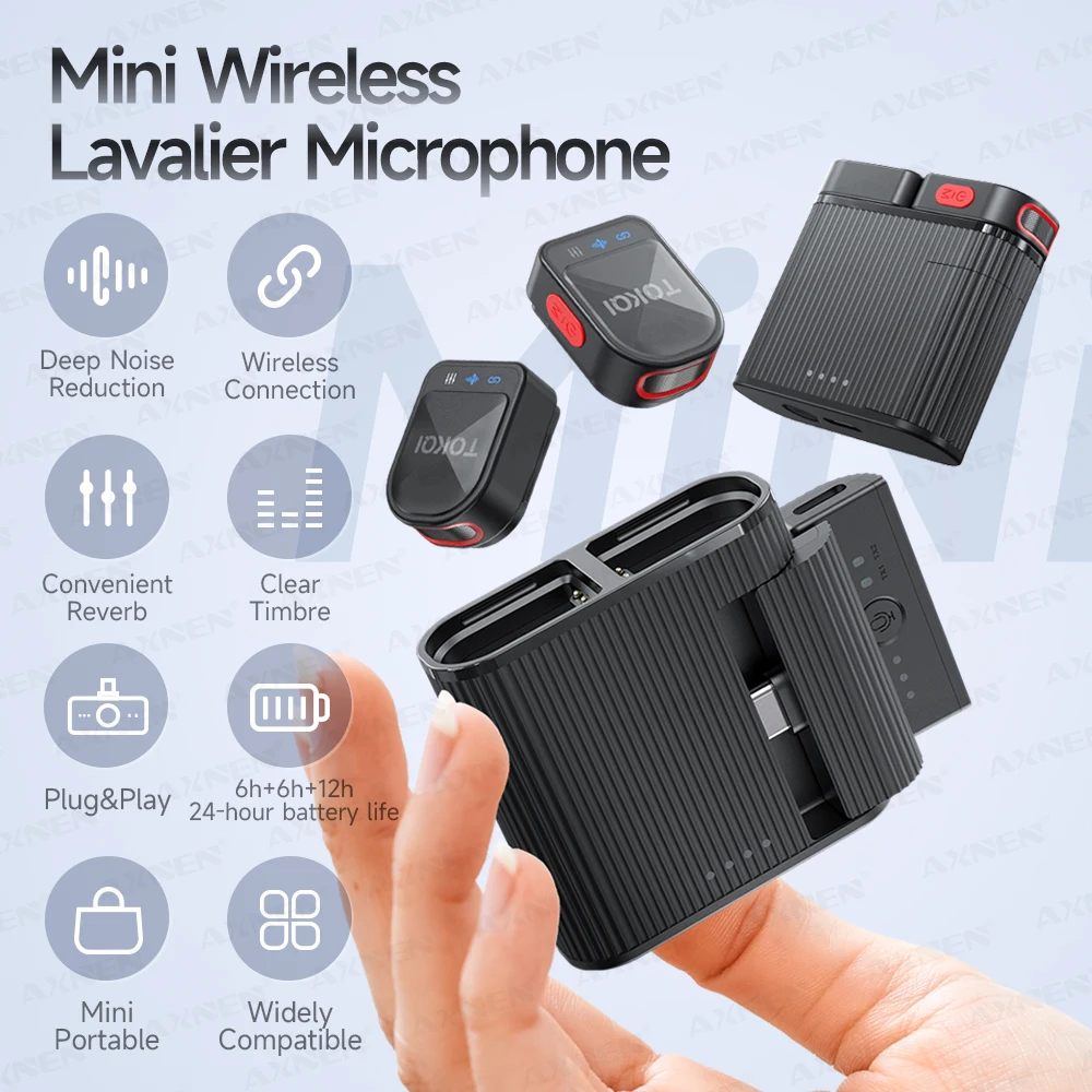 H01 Mini Wireless Lavalier Microphone Professional 360° Pickup with Noise Reduction, for iPhone Lightning Android Type-C Devices
