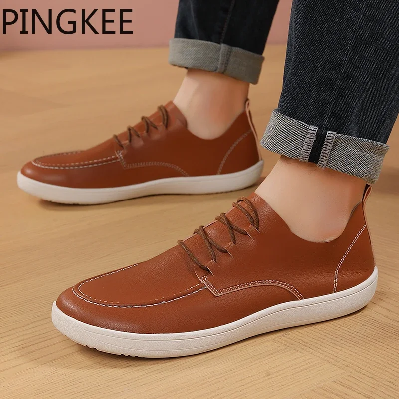 PINGKEE Barefoot Tennis Zero Drop Flexible Soles Men's Foot Wide Toe Box Shoes Lightweight Trail Running Man Toebox Sneakers