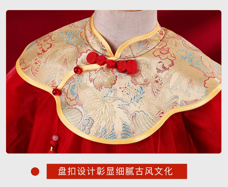 Red Baby Girl Christmas Dress Toddler Girls New Year Clothes Infant Tang Cheongsam Qipao Dress Kids Birthday Costume