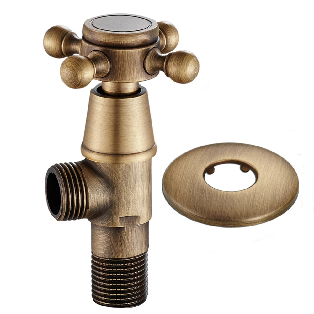 Easy Installation Bathroom Tap Antique Brass Valve G1/2 Connection Valve Total Height 100mm Decorative Cover Included