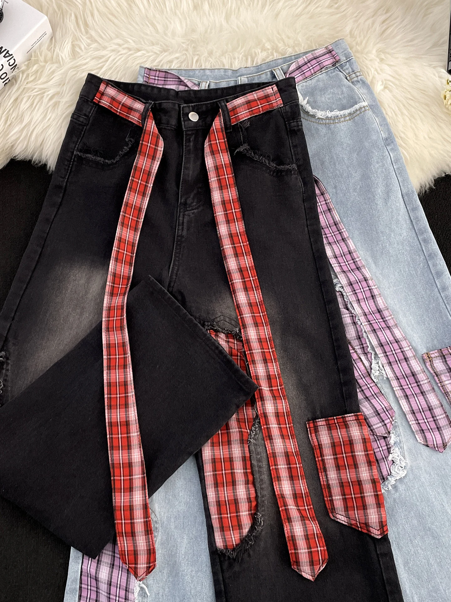 

Men's Straight Leg Jeans Spring Autumn Low Waist Torn Patch American Sle Casual Loose Fit Dance Sport Travel Denim Pants